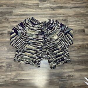 Striped Cardigan In Purple and Gray